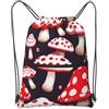 SMAZDFXX Zaino con coulisse e cerniera, rosso, bianco e con stampa di funghi, per palestra, yoga, viaggi
