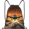 SMAZDFXX Zaino con coulisse per aereo militare, borsa con cordino per atterraggio, zaino pieghevole, borsa sportiva da palestra per lo shopping e lo yoga