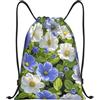 SMAZDFXX Zaino con coulisse Borsa sportiva da palestra Blu Bianco Fiore Borse con coulisse per palestra Sport Yoga Viaggio Medio