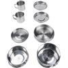 Opatiny Set di pentole e padelle da campeggio, 845 ml, grande capacità per gas | Set da 8 pezzi, pentole, padelle, tazze, piatti, adatto per 5-6 persone, compatibile con fornelli a gas, in acciaio