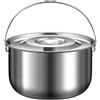 MeevrgR Pentola da campeggio in acciaio inox con manico per coperchio