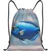SMAZDFXX Zaino con coulisse Borsa sportiva da palestra Pesce blu Borse con coulisse per palestra Sport Yoga Viaggio Piccolo