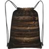 SMAZDFXX Zaino con coulisse e cerniera, marrone, in legno, con stampa, per palestra, yoga, viaggi