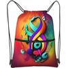 SMAZDFXX Zaino con coulisse e cerniera, stampa di note musicali colorate, sacco da palestra sportivo con tasca portaoggetti per palestra, yoga, viaggi