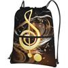 SMAZDFXX Zaino con coulisse, stampa di note musicali, borsa con cordoncino, zaino pieghevole, borsa sportiva da palestra per lo shopping e lo yoga