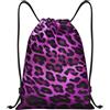 SMAZDFXX Zaino con coulisse viola leopardo borsa con cordino zaino pieghevole borsa sportiva palestra per lo shopping yoga