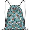 SMAZDFXX Zaino con coulisse e fiori a forma di cani carini, pieghevole, con cordoncino, zaino sportivo, borsa da palestra, impermeabile, leggero, per yoga, 16,5 X19,6 modello 1-87