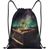 SMAZDFXX Zaino con coulisse, borsa a tracolla con carillon, zaino pieghevole, borsa sportiva da palestra per lo shopping e lo yoga