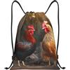 SMAZDFXX Zaino con coulisse Gallo e pollo Borsa a tracolla Zaino pieghevole Borsa sportiva da palestra per lo shopping Yoga
