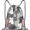 SMAZDFXX Zaino con coulisse Borsa da palestra sportiva Carino e divertente Gatti grigi Modello Borse con coulisse per palestra Sport Yoga Viaggio Medio