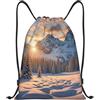SMAZDFXX Zaino con coulisse Borsa sportiva da palestra Tramonto Inverno Montagne Borse con coulisse per palestra Sport Yoga Viaggio Piccolo