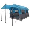 YUOGHRTFE Tenda familiare per 4 persone, verde e bianco, 324 x 255 x 230 cm, con poliestere 185T impermeabile, parapioggia rimovibile e gancio luminoso, per avventure in campeggio