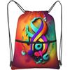 SMAZDFXX Zaino con coulisse e cerniera, stampa di note musicali colorate, sacco da palestra sportivo con tasca portaoggetti per palestra, yoga, viaggi