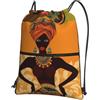 SMAZDFXX Zaino con coulisse Donna africana Borsa con cordoncino Zaino pieghevole Borsa sportiva da palestra per lo shopping Yoga