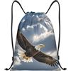 SMAZDFXX Zaino con coulisse Borsa sportiva da palestra aquila vola nelle borse con coulisse per palestra sport yoga viaggio piccolo
