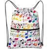 SMAZDFXX Zaino con coulisse e cerniera, stampa di note musicali colorate, sacco da palestra sportivo con tasca portaoggetti per palestra, yoga, viaggi