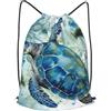 SMAZDFXX Zaino con coulisse tartaruga marina-borsa con cordoncino blu zaino pieghevole borsa sportiva palestra per lo shopping yoga