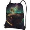 SMAZDFXX Zaino con coulisse, borsa a tracolla con carillon, zaino pieghevole, borsa sportiva da palestra per lo shopping e lo yoga