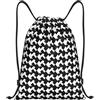 SMAZDFXX Zaino con coulisse pied de poule nero borsa a tracolla pieghevole zaino sportivo borsa da palestra per lo shopping yoga