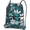 SMAZDFXX Zaino con coulisse, grigio verde acqua e bianco, borsa con coulisse floreale, zaino pieghevole, borsa sportiva da palestra per lo shopping e lo yoga