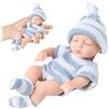 Whyzsjnclg Mini Bambole in Silicone da 7 Pollici realistiche per Neonati per Bambini, Blu, morbide per Neonati in Silicone per Tutto Il Corpo con Vestiti