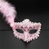 Dusenly Maschera veneziana da donna, con piume, decorazione per Halloween, carnevale, cosplay, feste in maschera