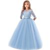 Generic Bambini Ragazza Vestito Carnevale Principessa Lunga in Pizzo con Bowknot Damigella d'onore Abito da Sera Matrimonio Abito da Prima Comunione Compleanno Festa Fotografia