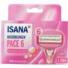 ISANA MED ISANA Pace 6 Lady Lamette per rasoio, confezione da 4 pezzi, sistema a 6 lame, lubrificante, con olio di avocado
