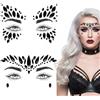 Lufdegim 2 tatuaggi temporanei con brillantini per il viso, per carnevale, per il trucco, colore nero, 2 pezzi