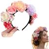 KOHVAN Coroncina di Fiori per Capelli, Cerchietto con Rose per Donna e Bambina, Cerchietto Capelli Donna, Ghirlanda Floreale Elegante per Matrimonio, Comunione e Feste, Regolabile Stile Bohemien