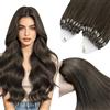 YoungSee Extension per capelli con microring, colore castano cenere | Extension per capelli veri con microring, colore marrone, 55 cm, per uso quotidiano professionale, look naturale, 50 g, #1C
