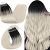 Ugeat Remy - Extension in capelli veri, con micro anelli, colore nero, 50 g, 50S, 1B/60A