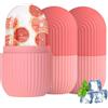 Cerioll 3 Pezzi Ice Roller Viso, Rullo di Ghiaccio Facciale, Rullo di Ghiaccio per Viso e Occhi, Massaggio Glaciale, Rinfrescante e Lenitivo (Rosa)