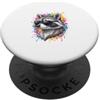 Splash Animals Abbigliamento Grafico Col Procione Figo con Occhiali da Sole Schizzi Colore PopSockets PopGrip Adesivo