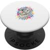Splash Animals Abbigliamento Grafico Col Gufo Figo con Occhiali da Sole Schizzi Colore PopSockets PopGrip Adesivo