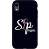 Funny Humor Sarcastic Wine Fan Lovers Gi Custodia per iPhone XR Divertente gioco di parole per gli amanti del vino Sarcastico Sip Happens