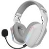 Mars Gaming MHW-PRO, Cuffie Gaming Wireless ARGB Flow, Suono Surround 3D 7.1, Bluetooth 5.3 + 2.4GHz + Jack 3.5mm, Design Ergonomico Ultralight, Doppio Microfono, Multiplatform, Bianco