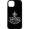 Utopia Sport Antibes France Shop Custodia per iPhone 15 Plus Antibes Costa Azzurra Francia Ornato Fleur de Lis Stampa Bianca