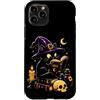 DCatLovers Custodia per iPhone 11 Pro Halloween Nero Divertente Gatto Incantesimi Libro Strega Ragazze Donne