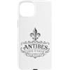 Utopia Sport Antibes France Shop Custodia per iPhone 15 Plus Antibes Costa Azzurra Francia Ornato Fleur de Lis Stampa Nera