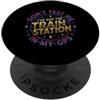 Tech Lover Retro Gamer Train Station Divertente dicendo Dont My Gps sarcastico umoristico PopSockets PopGrip Adesivo