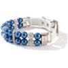 MOTTDAM Collare per animali domestici con perla e gatto alla moda in pelle PU con strass luccicanti,collare per cani Chihuahua regolabile,collana di perle per cani,gatti,cuccioli,gattini,1.5x33cm (S, Blu)