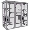 X-ZONE PET Caseta per Gatti all'Aperto Catio Kitty con Porta di Entrata Super Grande, Recinto in Legno Condo Parco Interno con Piattaforme e Piccola Casa