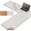 MAIDERN Tappetino Scrivania pelle in Sughero angolare,110x110x33cm sottomano scrivania bifacciale a forma di L,Tappetino per Mouse impermeabile e antiscivolo ，per Casa/Ufficio(Crema)