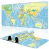 Uiaoiais Tappetino per mouse da gioco, con mappa del mondo, 80 x 40 cm, grande, con bordo cucito, base antiscivolo, per tastiera, grande, per ufficio, casa, lavoro, gioco