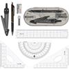 HOTUT Set di geometria in astuccio, Basics Kit da 8 pezzi per matematica