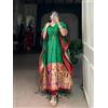 Bridal Gallery Intricato Paithani Intrecciato Kaftano Puro Gaji Seta Abaya Donna Resistente
