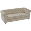 Vente-unique - Divano fisso 3 posti Chesterfield - velluto - beige