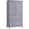 VASAGLE Mobile da Bagno, Mobiletto da Bagno, Credenza da Cucina, Armadietto con 2 Cassetti e 2 Ante, Ripiano Regolabile, 30 x 60 x 110 cm, Grigio Tortora BBC551G02