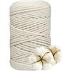 DXRPO Filato macramè, 5 mm x 100 m, Filato di Cotone macramè, Corda per Macrame 4mm,per Fai da Te, macramè, fioriera per Fiori macramè, Regali per buoni Amici, Piante, Decorazione Boho(Beige)
